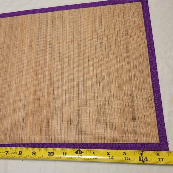 MCM Vintage Bamboo Placemats Purple Edge Eco Friendly Asian Kitchen Set of Six - Picture 6 of 7